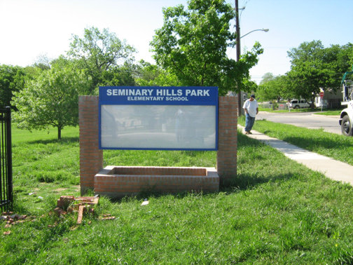 School Signs in Dallas TX and Surrounding Areas | Hancock Sign Company | Seminary Hills’ Custom School Sign