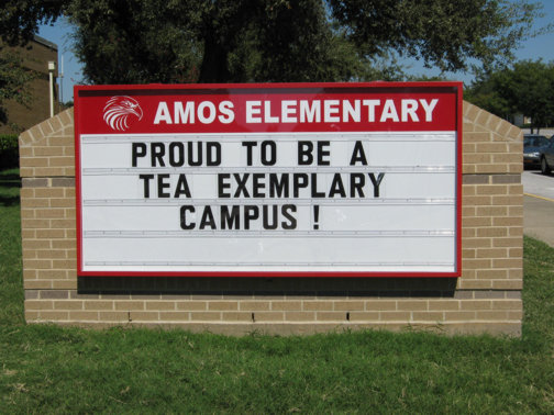 School Signs in Dallas TX and Surrounding Areas | Hancock Sign Company | Amos Elementary’s Custom Sign